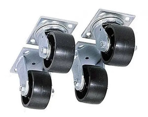 4"x2" Polyolefin Swivel & Rigid Caster Set – 4"x4-1/2" Top Plate