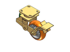 Albion 141AN06228SB 6"x2" Orange Poly-Spring Caster with Brake – CasterHQ