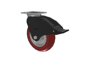 Albion 16AX08228ST 8" x 2" Maroon Total Lock Caster – 4" x 4.5" Plate