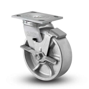 Albion 16CA04201SFBA 4" x 2" Cast Iron Side Lock Caster – 4" x 4-1/2" Plate