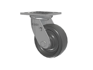 Albion 16SE05228S 5" x 2" Solid Elastomer Rigid Caster – 4" x 4.5" Plate