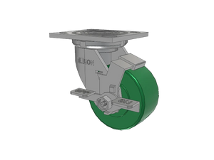 Albion 16XI04202SFBA 4" x 2" Polyurethane Side Lock Caster – 4" x 4.5" Top Plate