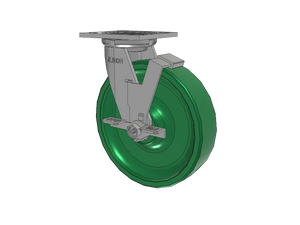 Albion 16XI08202SFBA 8" x 2" Polyurethane Side Lock Caster – 4" x 4-1/2" Plate