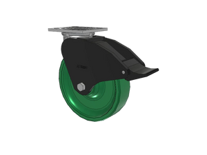 Albion 16XI08202ST 8" x 2" Poly Total Lock Caster – 4" x 4-1/2" Plate