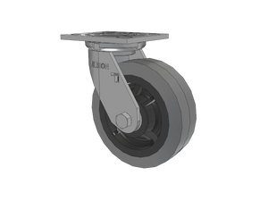 Albion 16XS06228S 6" x 2" Rubber Swivel Caster – 4" x 4-1/2" Top Plate