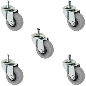 2" Gray Rubber Grip Ring Stem Caster – 80 lb