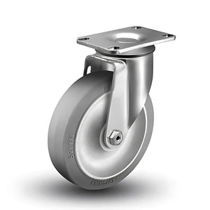 4" Performa Rubber Swivel Plate Caster Ball Bearing – 300 lb