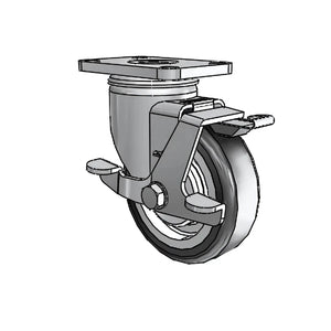 Colson 2.04456.414 H BRK1 4" x 1.25" TPE Stainless Side-Lock Caster