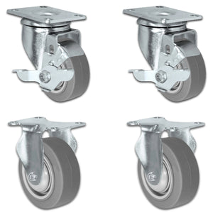 3" x 1.25" Thermo Plastic Rubber Swivel & Rigid Caster – 900 lb
