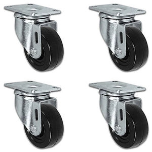3" x 1.25" Hard Rubber Swivel Caster Set – 1,100 lb