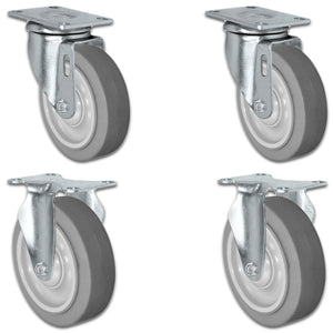 4" x 1.25" Thermo Plastic Rubber Swivel & Rigid Caster – 1,200 lb