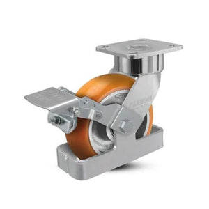 Albion 28AN06228SFBKTO 6" x 2" Orange Ergonomic Caster with Brake – 1250 lb