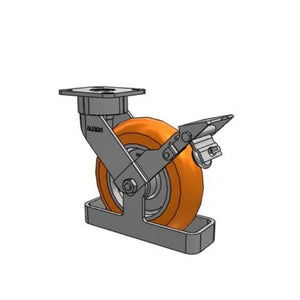 Albion 28AN08228S01FBKTO 8" x 2" Orange Ergonomic Caster with Brake – 1500 lb