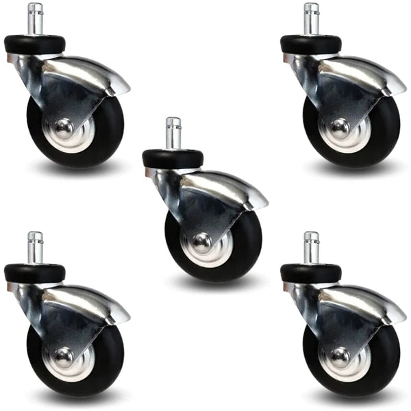 3 Inch Premium Black Neoprene Rubber Chair Caster Set - 5 Pack | 110 lbs Capacity Per Caster CasterHQ