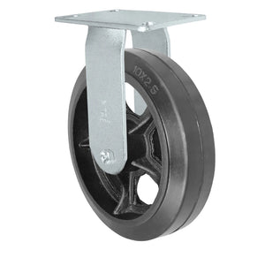 10" x 2-1/2" Rubber on Steel Rigid Caster – 1000 lb