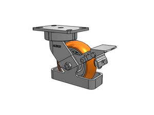 Albion 38AN06228SFBKTO 6" x 2" Orange Ergonomic Caster with Brake