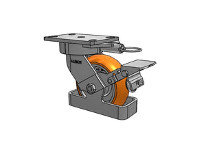 Albion 38AN06228SLFBKTO 6" x 2" Orange Ergonomic Caster with Brake