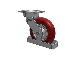 Albion 38AX08228S01TO 8" x 2" Ergonomic Swivel Caster 6.25" x 4.5" Plate