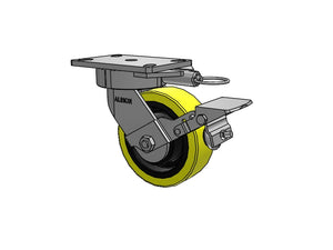 Albion 38PF06228SLFBK 6" x 2" Poly-on-Iron Swivel Ergonomic Caster with Brake