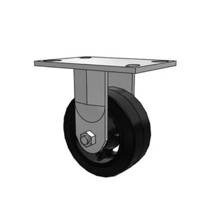 Albion 62MR05201R 5" x 2" Rubber on Iron Rigid Caster – 6.25" x 4.5" Plate