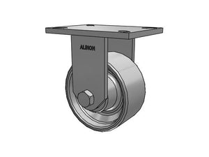 Albion 90CA06501R 6" x 3" Cast Iron Rigid Caster – 7.25" x 5.25" Plate