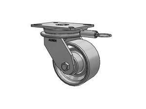 Albion 90CA06501SL 6" x 3" Cast Iron Swivel Caster – 7.25" x 5.25" Plate