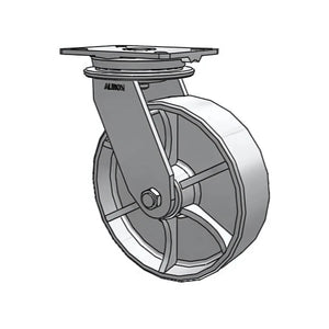 Albion 90CA10501S 10" x 3" Cast Iron Swivel Caster — 2,800 lb — 7-1/4" x 5-1/4" Plate