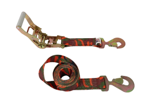 2" x 10' Camo Ratchet Strap Assembly w/ Flat Snap Hooks