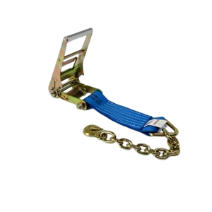 5,400 lb 4" x 1' Ratchet Strap Short End & Chain End Grab Hook
