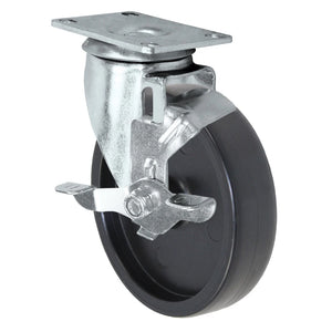 5" x 1-1/4" Polyolefin Swivel Caster with Brake – 300 lb