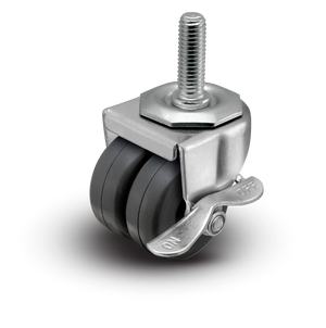 Shepherd 2" Soft Rubber Dual Wheel Side Lock Caster – 180 lb