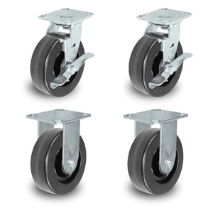 6" x 2" Phenolic Swivel & Fixed Caster Kit – 4800 lb