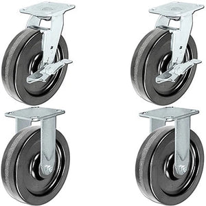 8" x 2" Phenolic Swivel & Rigid Caster Set – 5,000 lb