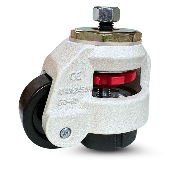 One (1) Piece Retractable Leveling Caster - TP-60S M12 Tapped-Mount Machine Feet - 600lb Total Capacity - Includes Hardware CasterHQ