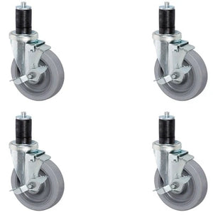 3" Gray Swivel Total Lock Caster Set – 1-1/2" ID Tubing
