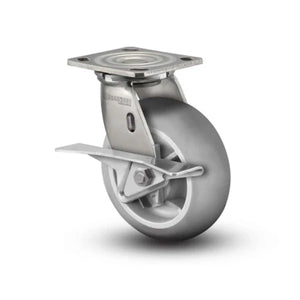 Colson D4.05109.559 5" x 2" Performa Rubber Stainless Caster with Brake