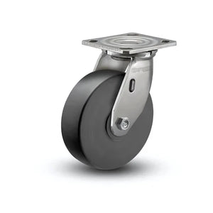 5" x 2" Polyurethane Rigid Stainless Caster – 4" x 4.5" Plate
