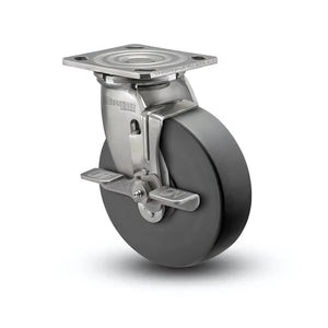 Colson 6"x2" Stainless Side-Lock Swivel Caster 4"x4.5" Plate