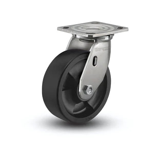 6" x 2" Nylon Total Lock Stainless Caster – 4" x 4.5" Plate