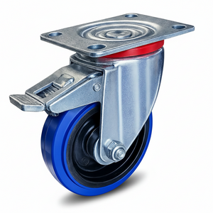 Colson Elastique E522RB-SWB 5" x 1-1/4" Blue Rubber Swivel w/ Brake Caster — 440 lb