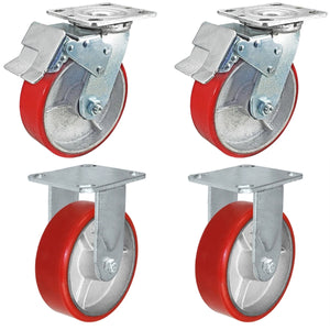 8" x 2" Poly on Steel Total Lock Caster Set – 5,000 lb