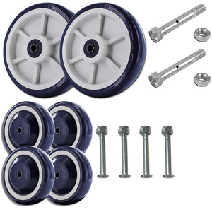 8" & 4" Polyurethane U-Boat Platform Truck Wheel & Axle Kit – 1,800 lb