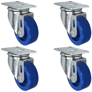 4" x 1-1/4" Solid Polyurethane Swivel Caster Set – 1,400 lb