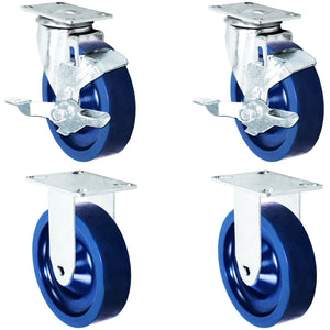 5" Solid Polyurethane Swivel & Rigid Caster with Brake – 1,400 lb