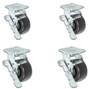 4" x 2" Polyolefin Swivel Caster with Brake – 2,000 lb