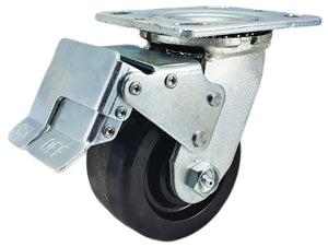 4" x 2" Black Phenolic Total Lock Caster 4" x 4-1/2" Plate – 800 lb