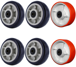 6" Polyurethane & Cast Iron Lumber Cart Caster Set of 6
