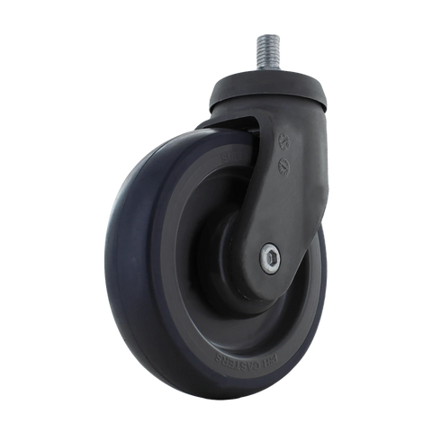 5 Inch x 1.25 Inch Shopping Cart Caster - Soft Rubber Gray Wheel | 200 lbs Capacity Swivel CasterHQ