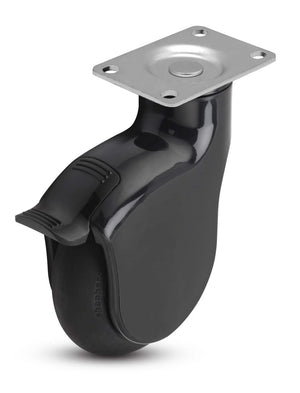 Shepherd PGE40120BK-MNT63-KK-B 4" x 1-1/4" Gray Rubber Plate Caster — 225 lb — 2-3/8" x 3-5/8" Plate