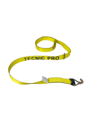 2" x 14' Yellow TECNIC Car Hauler Strap with Double J Wire Hooks